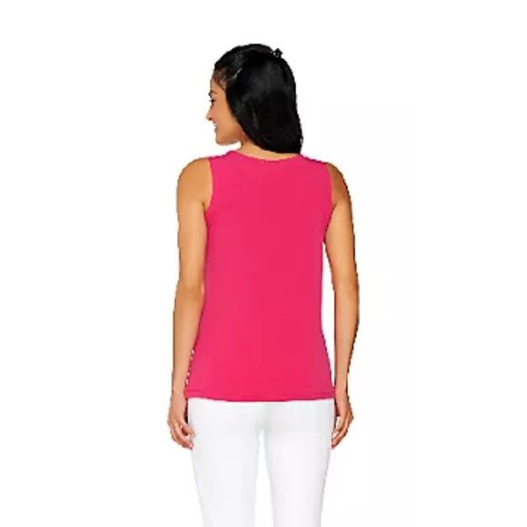 Susan Graver Womens 3X 2 Pc Jacquard Lace Scarf Top with Knit Tank Top Blue NWT - Picture 5 of 7